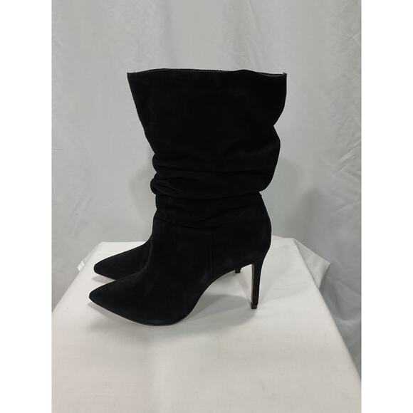 Schutz 'Ashlee' Black Suede Leather Stiletto Heel Boot Size 7 - Picture 2 of 5